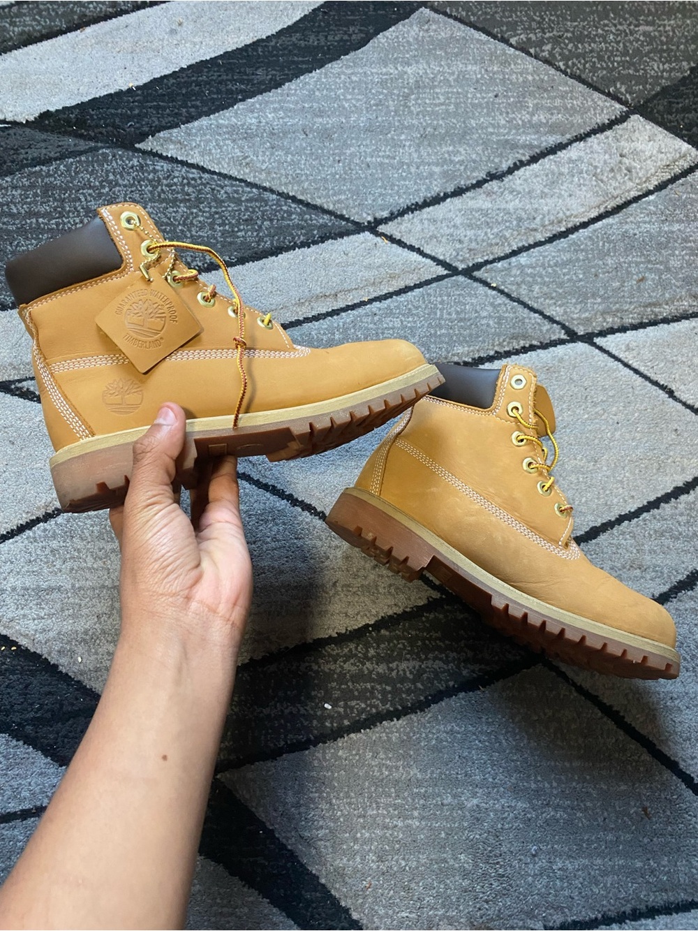 Timberland Kids Wheat/Tatn Lace-Up Nubuck Boots